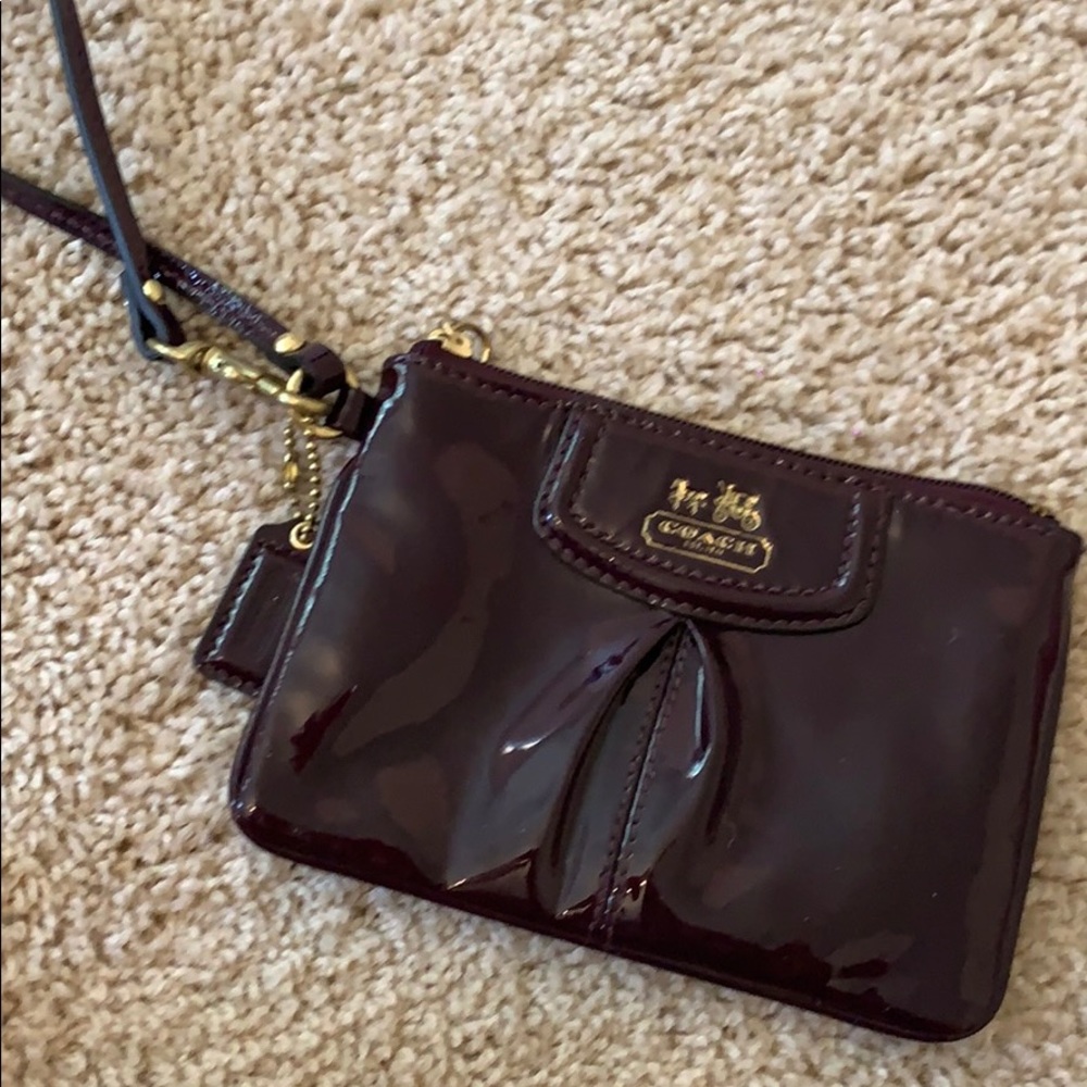 Coach patent leather purple wristlet